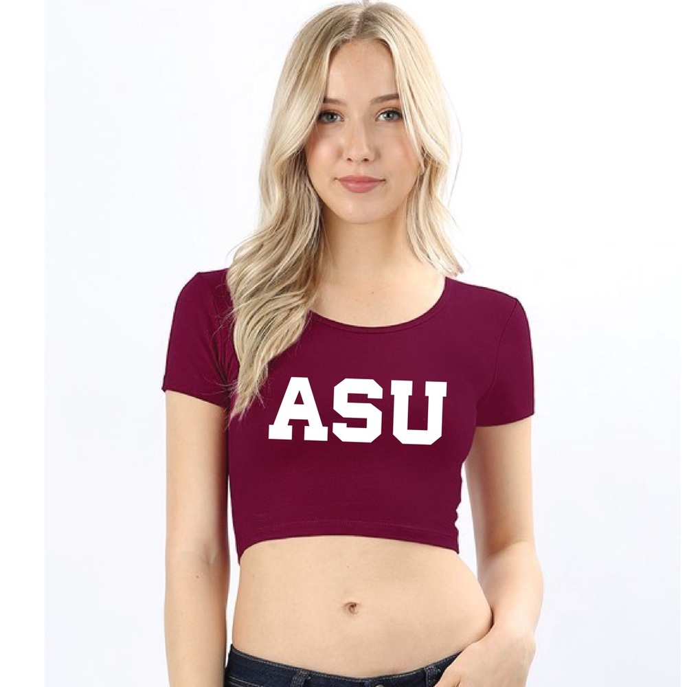 Maroon Spirit Crop Tee “ASU”